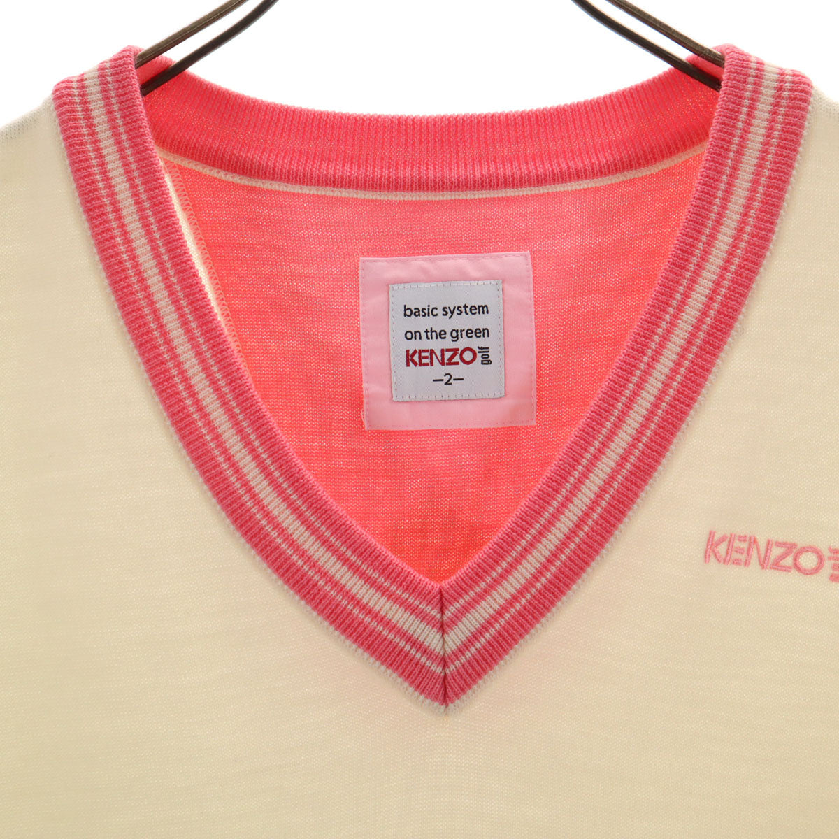 KENZO GOLF ケンゾーゴルフ 90s 日本製 オールド Vネック ニットベスト 2 アイボリー レディース