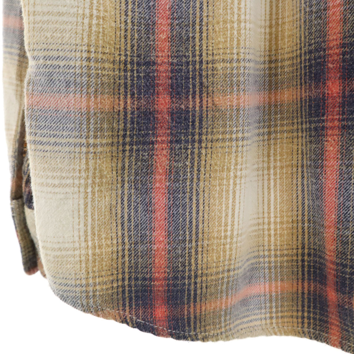 Ron Herman ロンハーマン 日本製 チェック柄 長袖 ネルシャツ S ベージュ メンズ