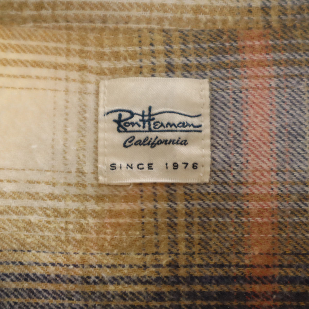 Ron Herman ロンハーマン 日本製 チェック柄 長袖 ネルシャツ S ベージュ メンズ