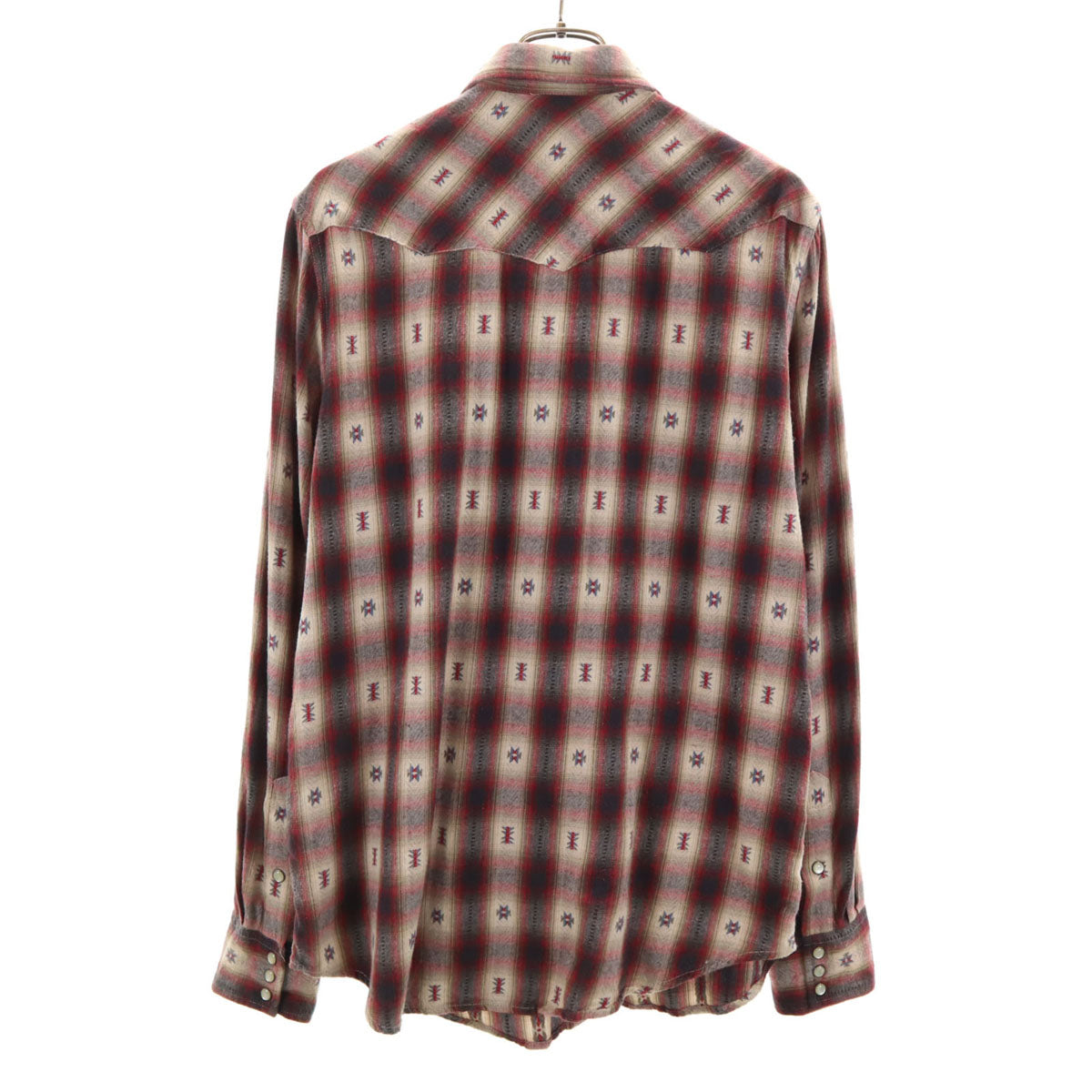 DENIM&SUPPLY RALPH LAUREN デニムアンドサプライラルフローレン チェック柄 長袖 フランネル ウエスタンシャツ M レッド系 メンズ