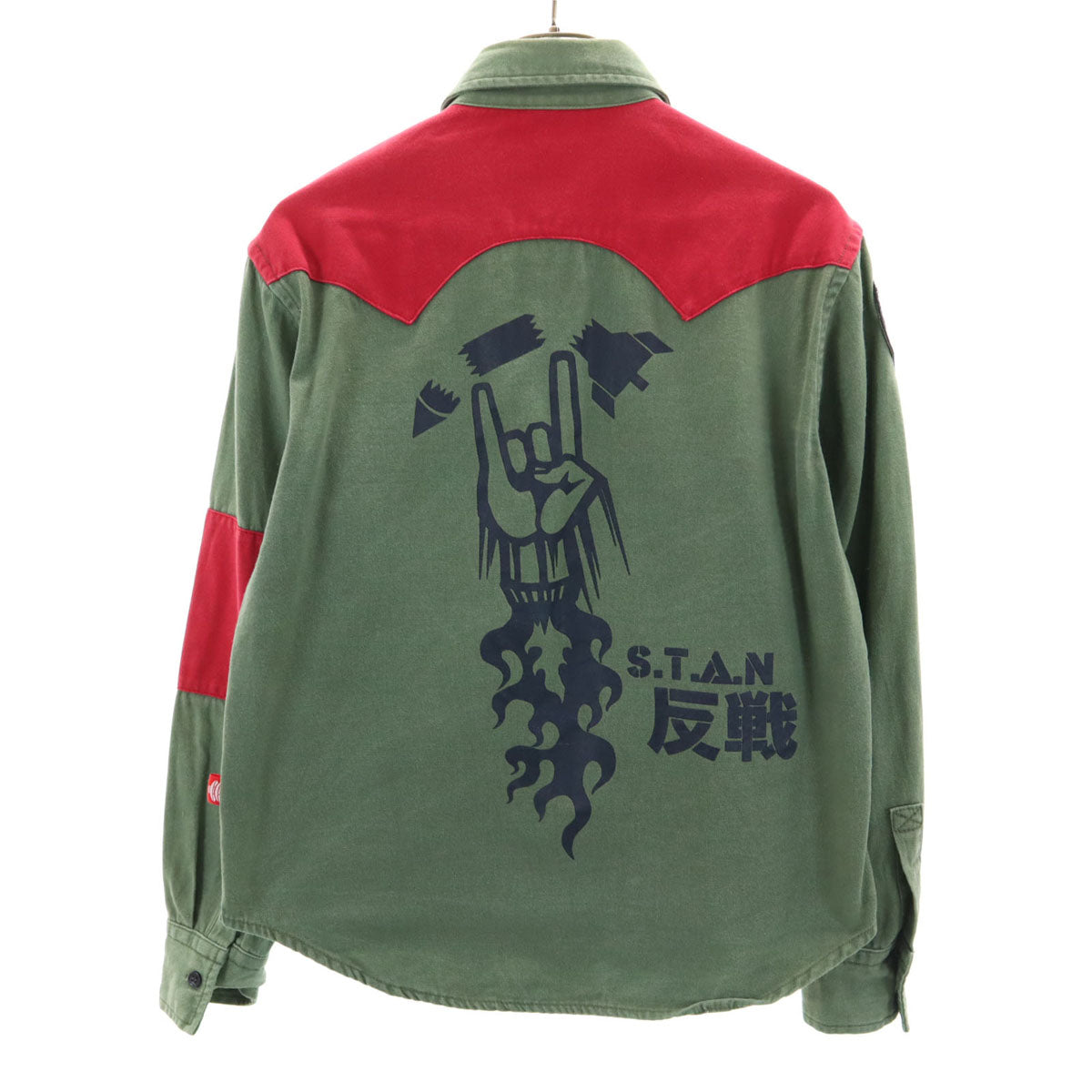 PUNK DRUNKERS パンクドランカーズ 長袖 ミリタリーシャツ M カーキ メンズ