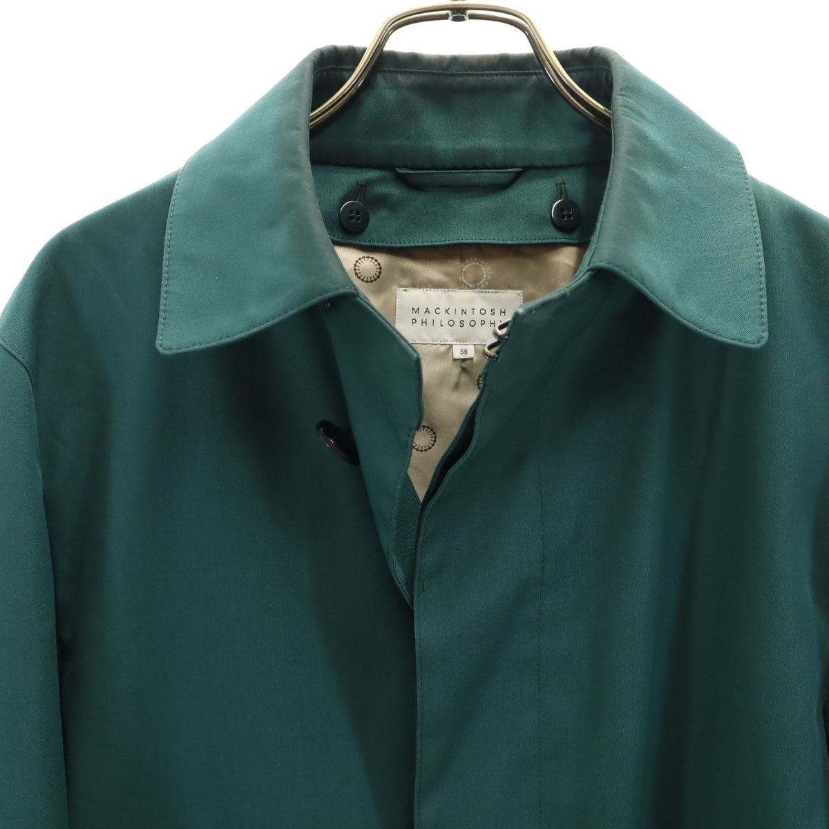 MACKINTOSH PHILOSOPHY マッキントッシュフィロソフィー 日本製 三陽商会 ステンカラーコート 38 グリーン ライナー付き メンズ