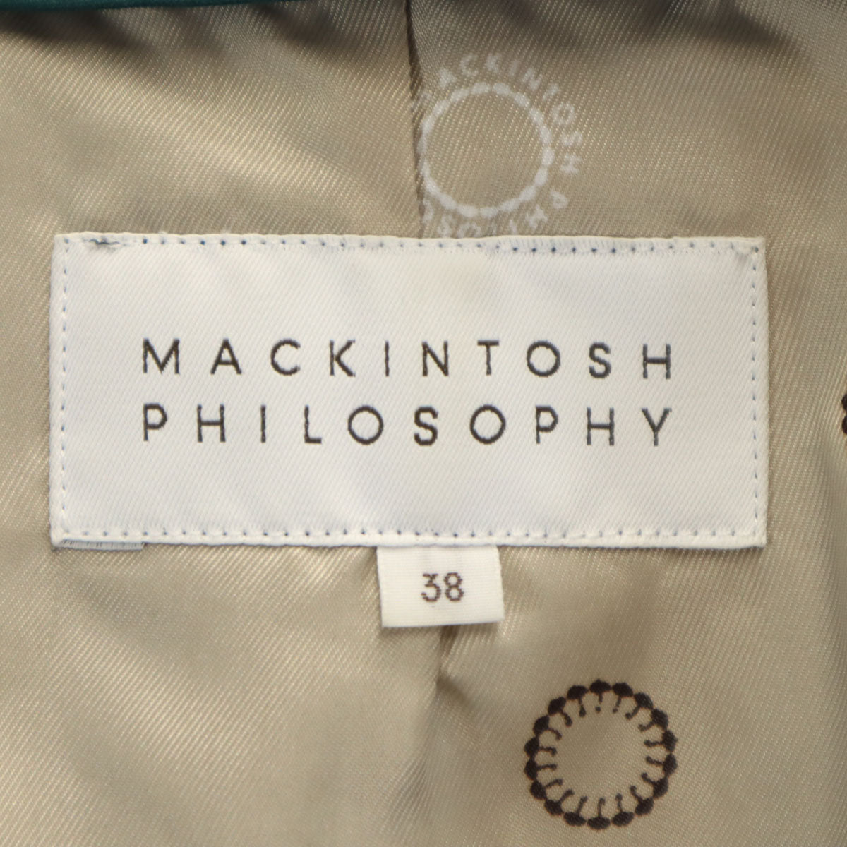 MACKINTOSH PHILOSOPHY マッキントッシュフィロソフィー 日本製 三陽商会 ステンカラーコート 38 グリーン ライナー付き メンズ