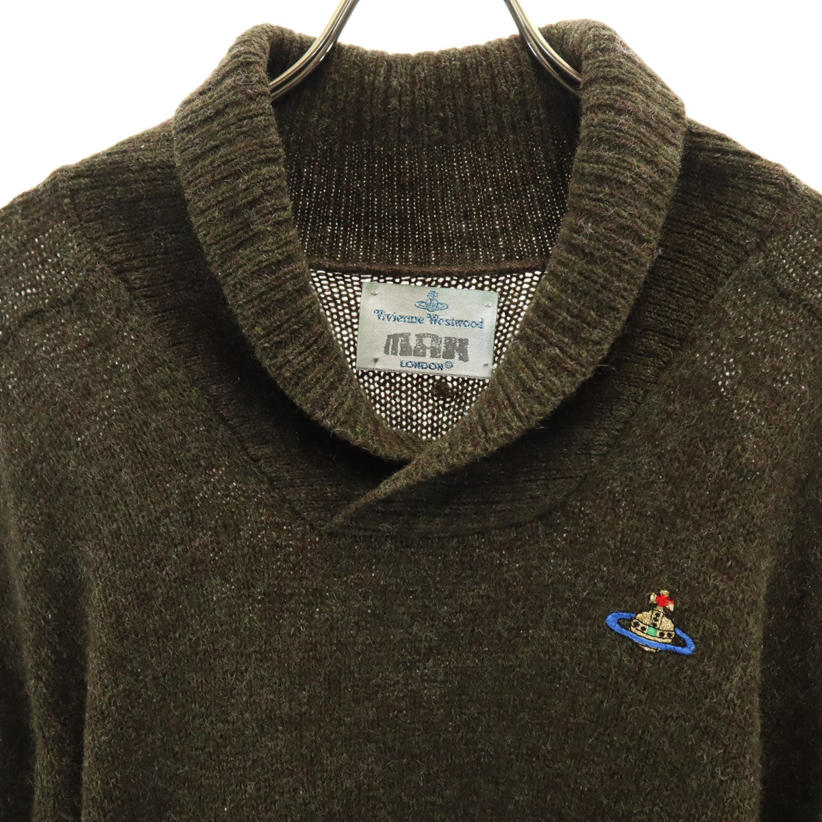 Vivienne WestwoodMAN ヴィヴィアンウエストウッドマン イタリア製 長袖 Vネック ニット S カーキ系 セーター メンズ