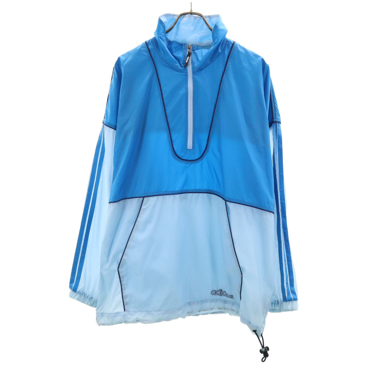 adidas アディダス 80s 銀タグ ヴィンテージ ハーフジップ ウインドブレーカー L-O ブルー デサント プルオーバー メンズ