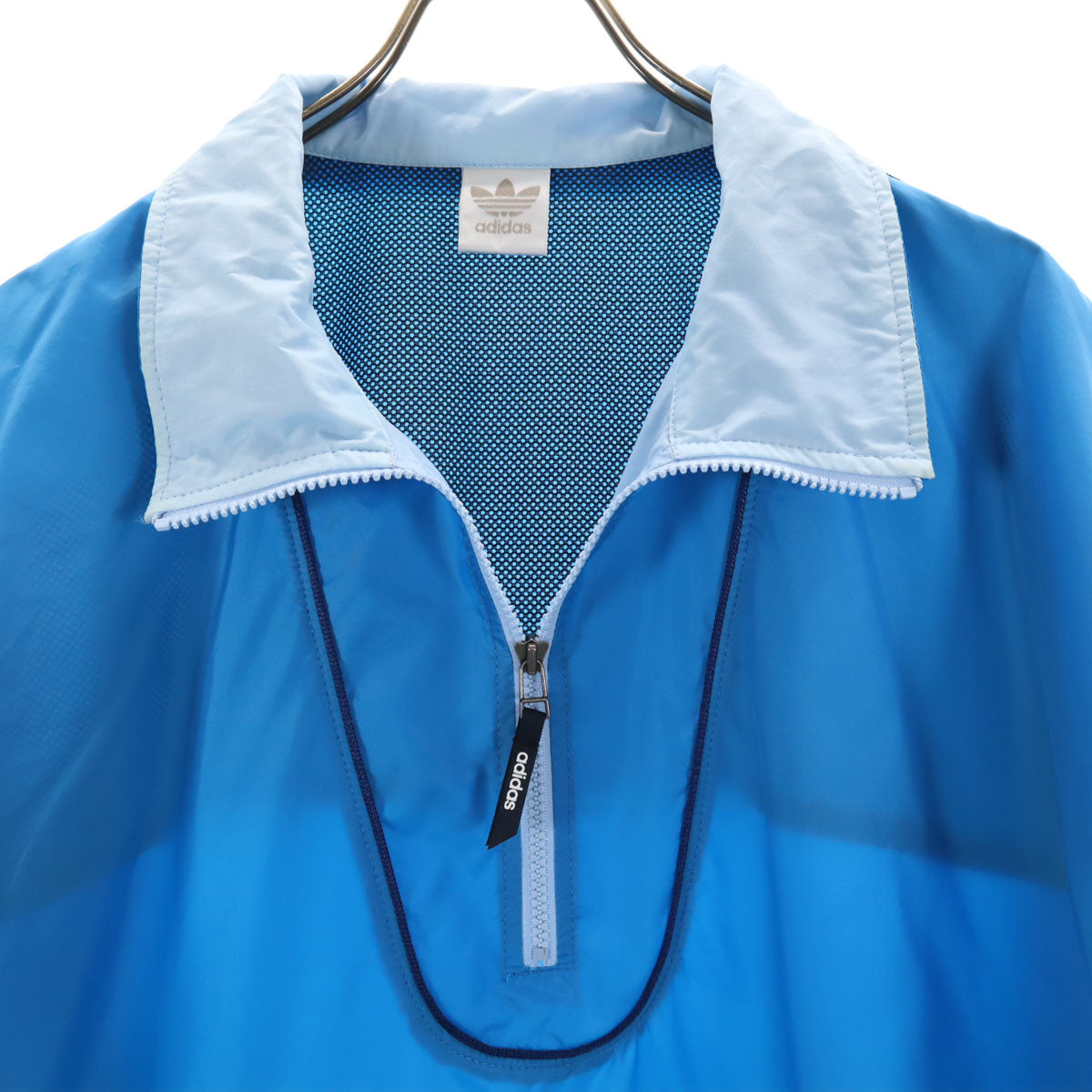 adidas アディダス 80s 銀タグ ヴィンテージ ハーフジップ ウインドブレーカー L-O ブルー デサント プルオーバー メンズ