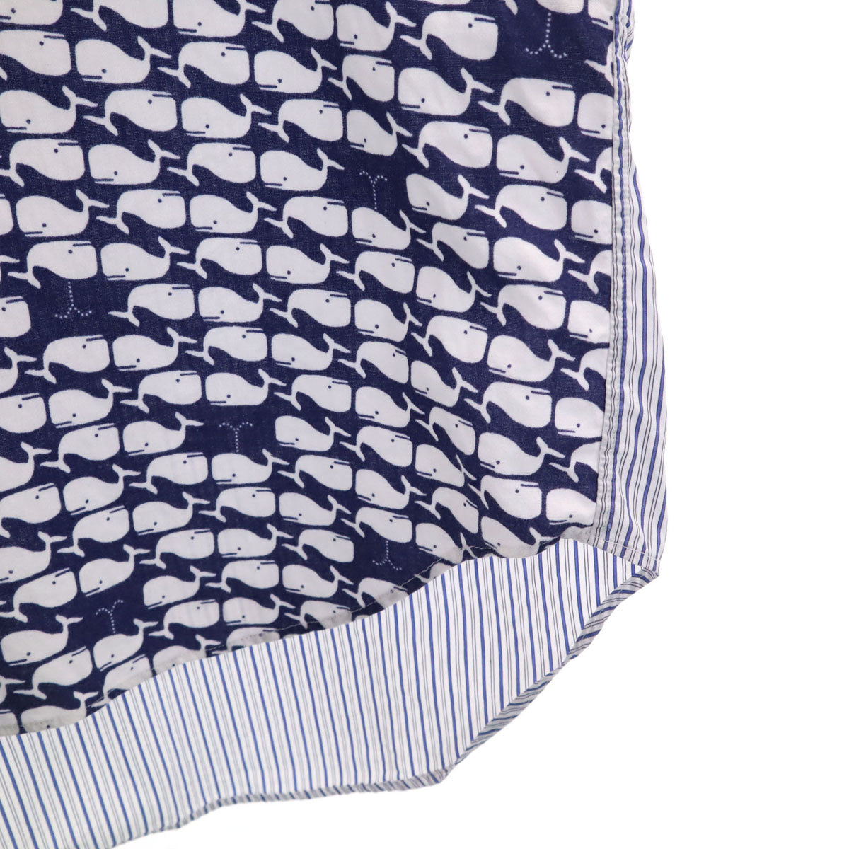 COMME des GARCONS HOMME DEUX コムデギャルソンオムドゥ 2014年 日本製 ストライプ柄 クジラ 長袖 コットンシャツ S ホワイト メンズ