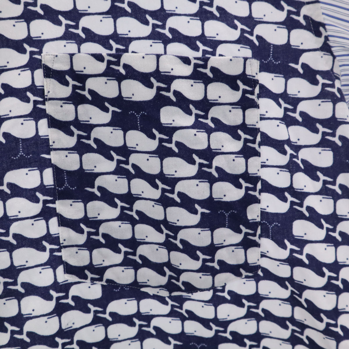 COMME des GARCONS HOMME DEUX コムデギャルソンオムドゥ 2014年 日本製 ストライプ柄 クジラ 長袖 コットンシャツ S ホワイト メンズ
