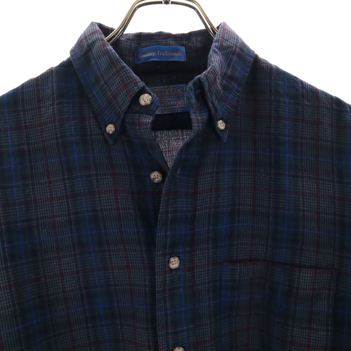 PENDLETON ペンドルトン 70s ヴィンテージ USA製 チェック柄 長袖 ボタンダウンシャツ M チャコールグレー メンズ