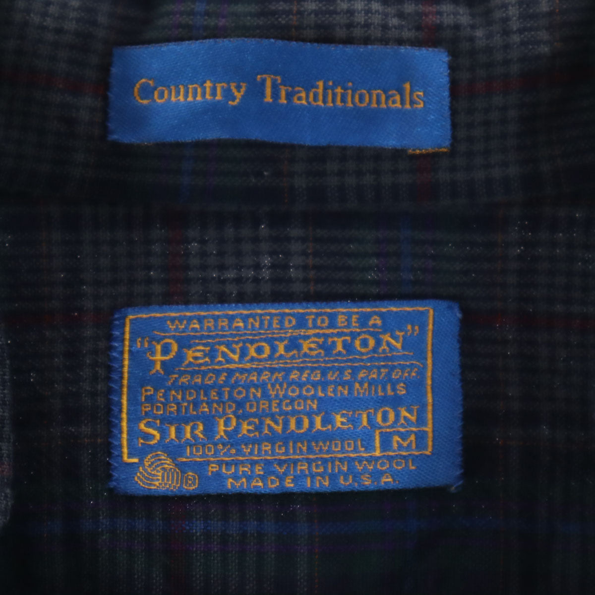 PENDLETON ペンドルトン 70s ヴィンテージ USA製 チェック柄 長袖 ボタンダウンシャツ M チャコールグレー メンズ