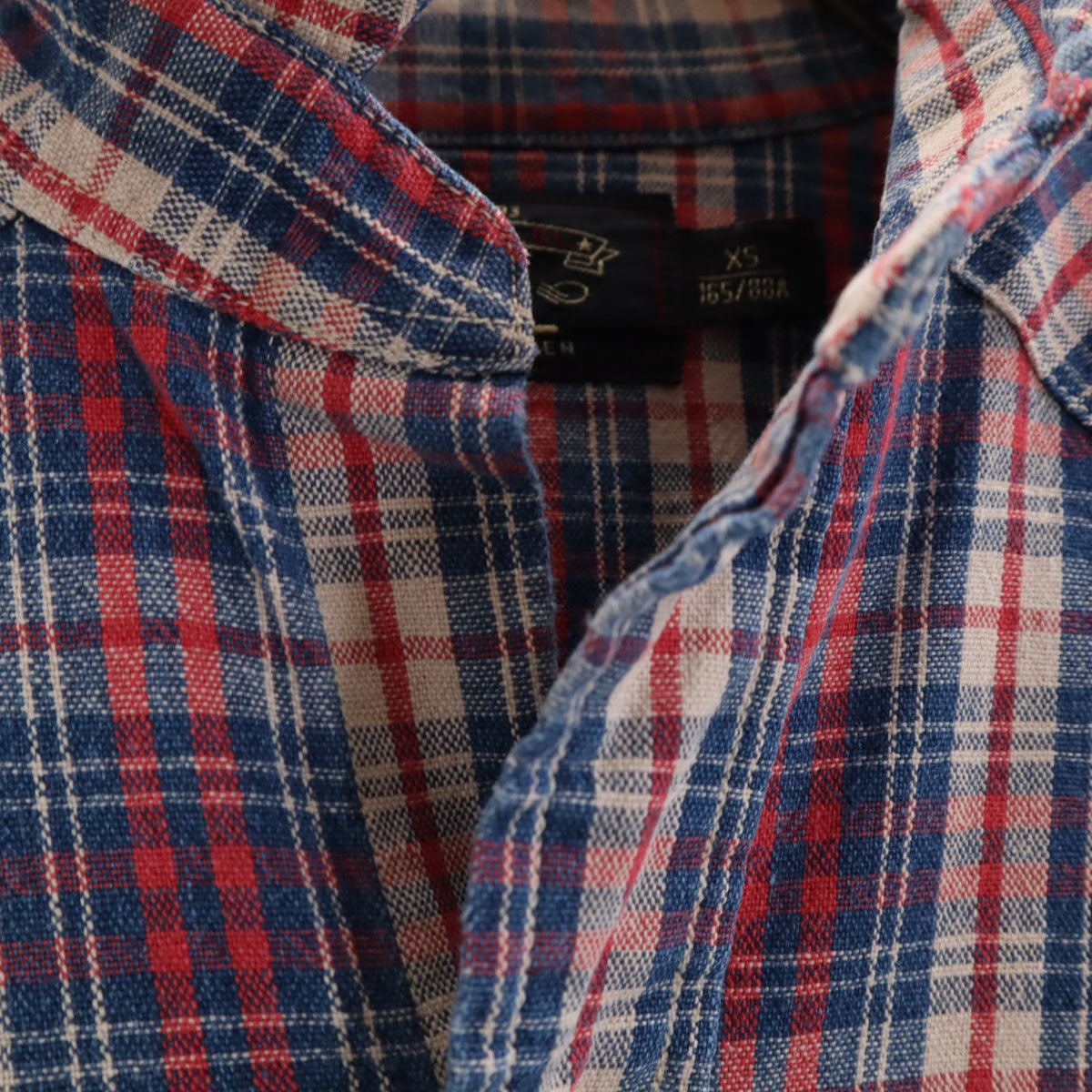 ダブルアールエル RRL チェック柄 長袖 ウエスタンシャツ XS ネイビー メンズ
