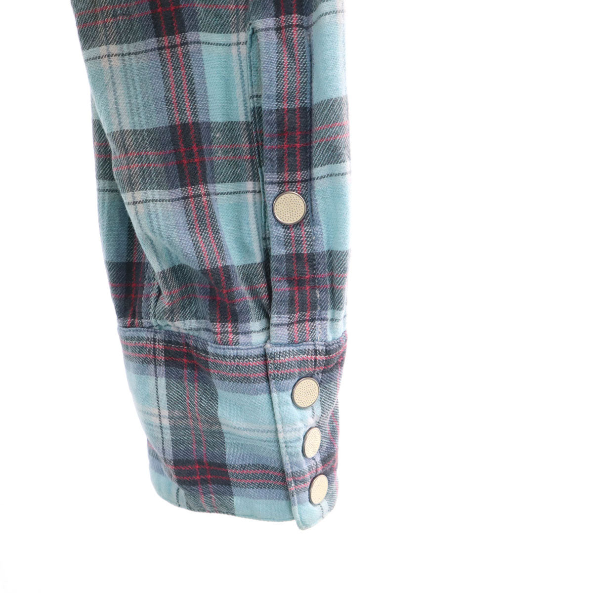 ダブルアールエル RRL チェック柄 長袖 ウエスタンシャツ XS 水色 メンズ
