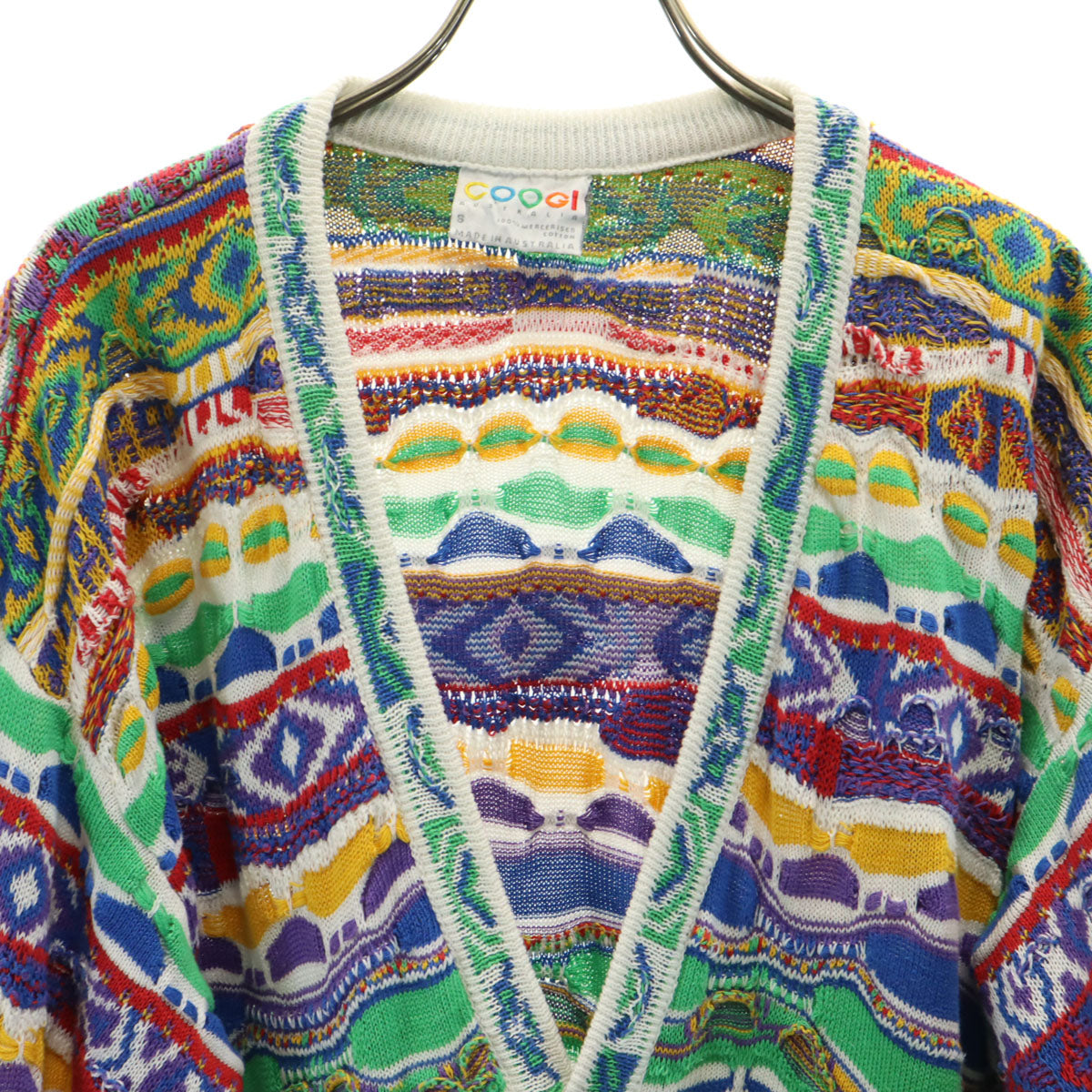 COOGI クージー 90s オーストラリア製 オールド 長袖 3D ニットカーディガン S マルチ メンズ