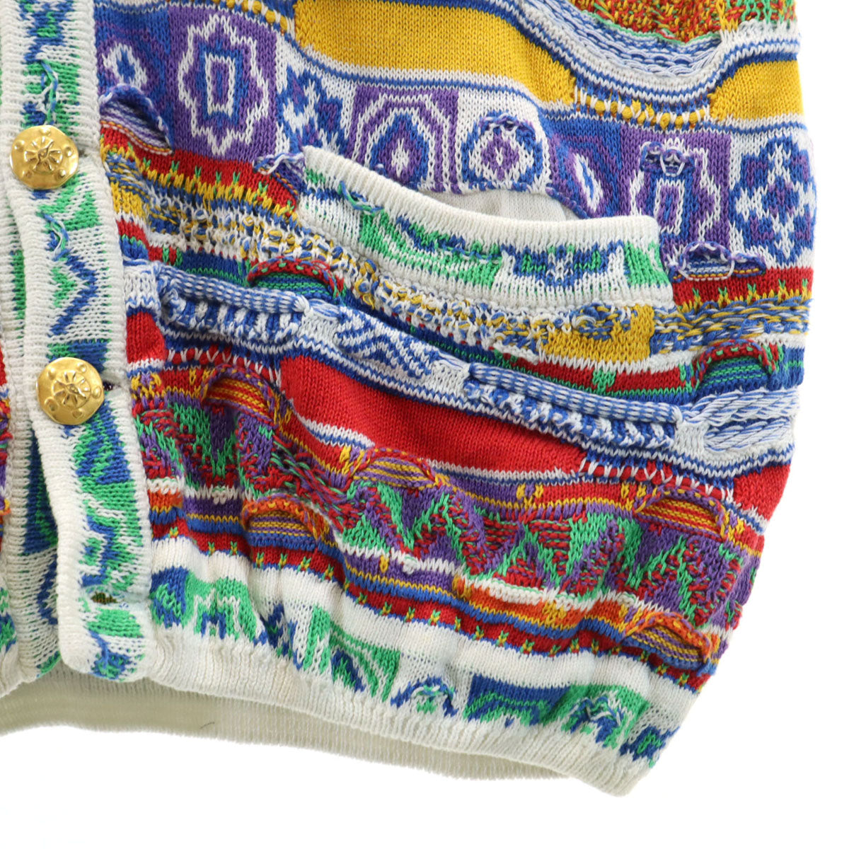 COOGI クージー 90s オーストラリア製 オールド 長袖 3D ニットカーディガン S マルチ メンズ