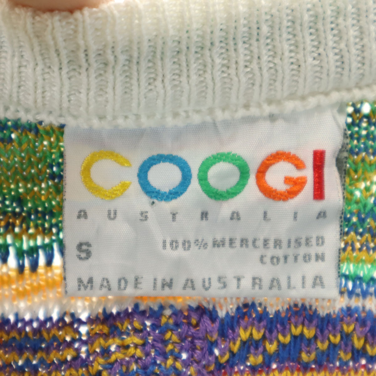 COOGI クージー 90s オーストラリア製 オールド 長袖 3D ニットカーディガン S マルチ メンズ