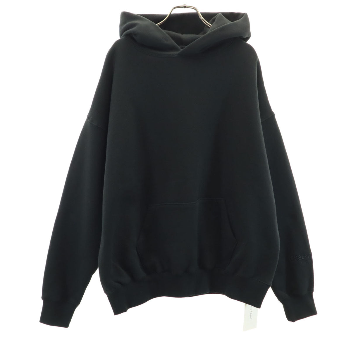 未使用 ESSENTIALS エッセンシャルズ バックロゴ 長袖 スウェットパーカー S ブラック 裏起毛 メンズ