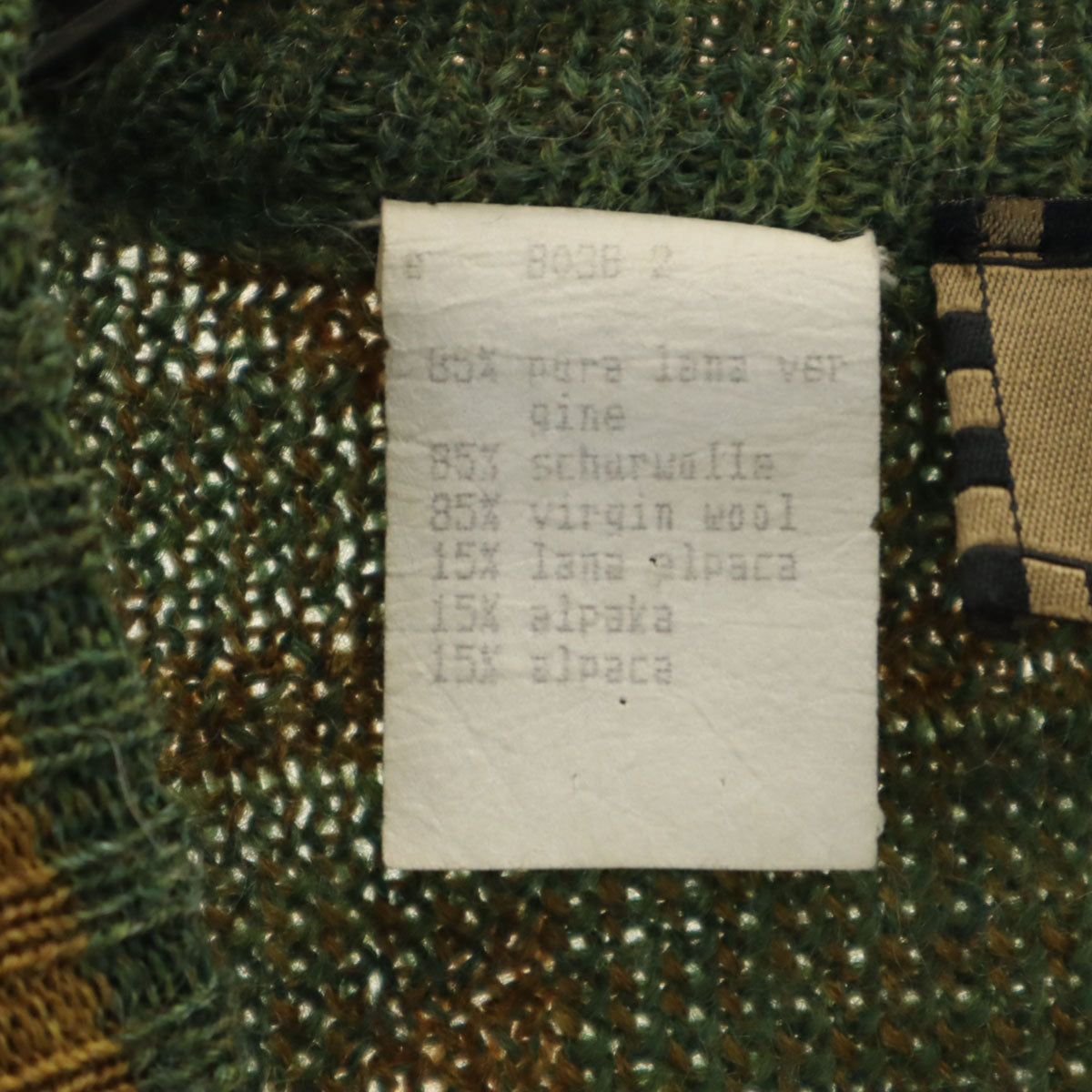 FENDI CLUB フェンディ クラブ 90s イタリア製 アルパカブレンド オールド 総柄 長袖 セーター L グリーン系 ニット メンズ