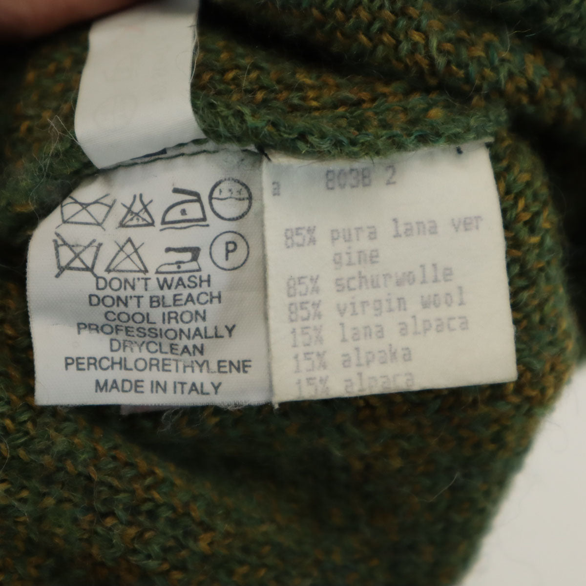 FENDI CLUB フェンディ クラブ 90s イタリア製 アルパカブレンド オールド 総柄 長袖 セーター L グリーン系 ニット メンズ