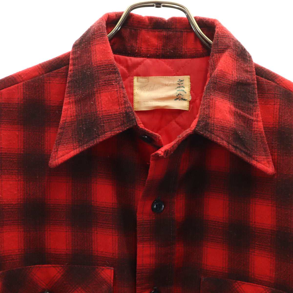 Sears シアーズ 70s ヴィンテージ チェック柄 長袖 ネルシャツ レッド 裏キルティング メンズ