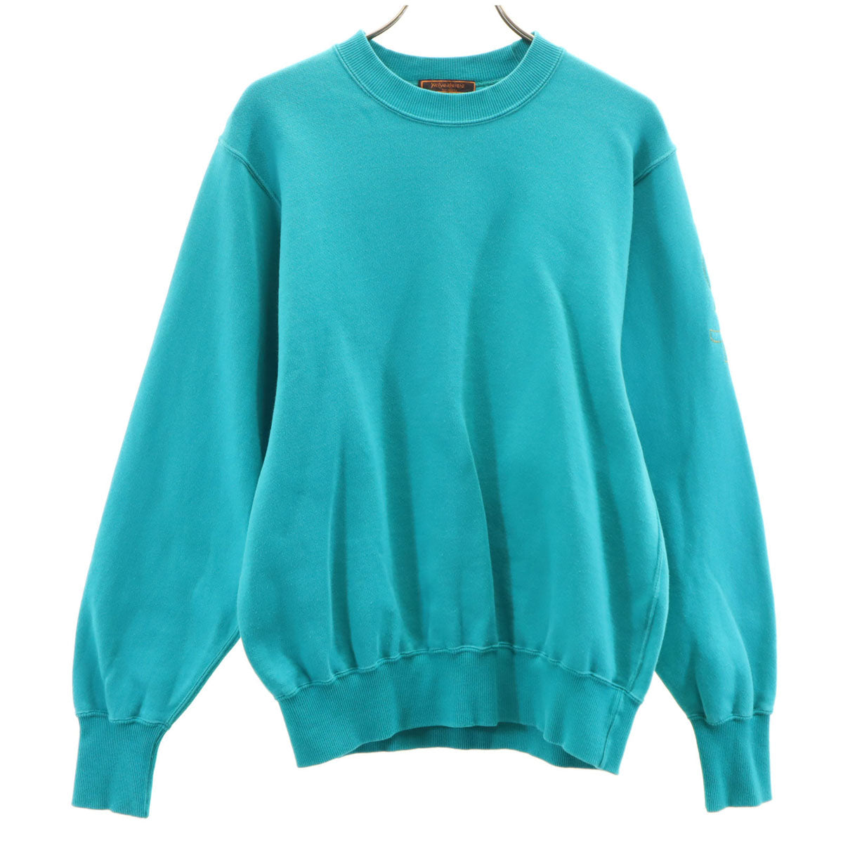YVES SAINT LAURENT イヴサンローラン 90s オールド 長袖 スウェット トレーナー M ターコイズ 裏起毛 レディース