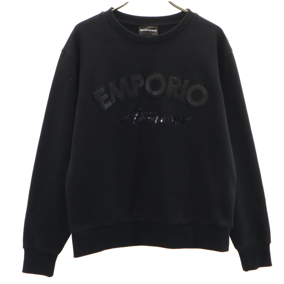 Emporio Armani エンポリオアルマーニ 長袖 スウェット トレーナー 40 ブラック 裏起毛 レディース