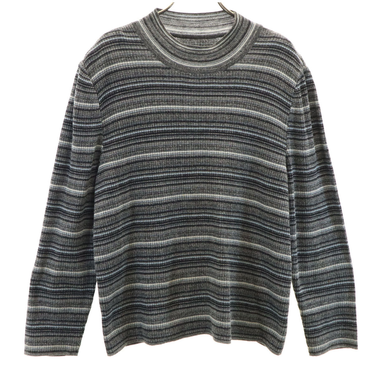 Leilian レリアン 日本製 ボーダー柄 長袖 ニット 13 グレー系 レディース