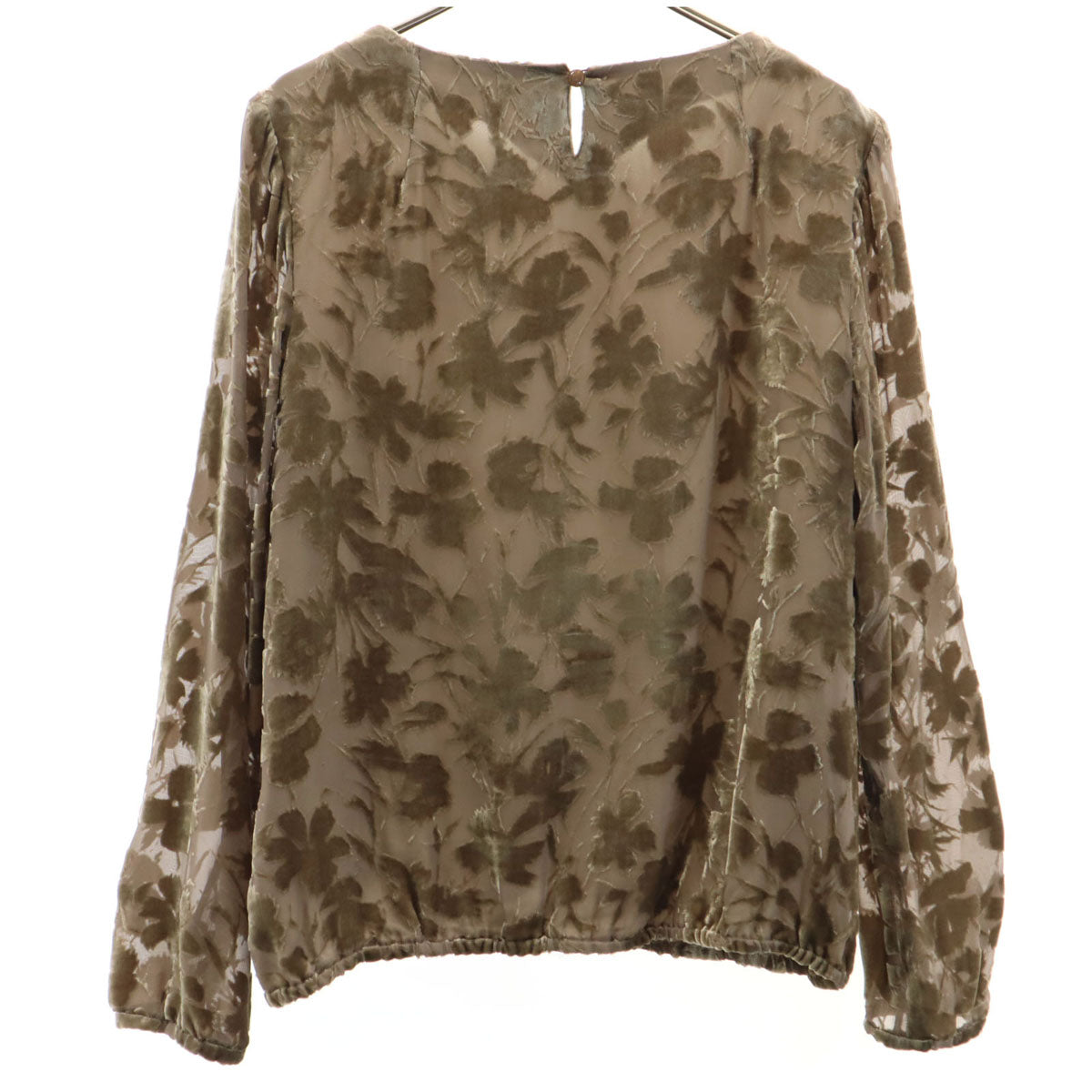 Leilian レリアン 日本製 シルクブレンド 総柄 長袖 ブラウス 13 ベージュ系 レディース