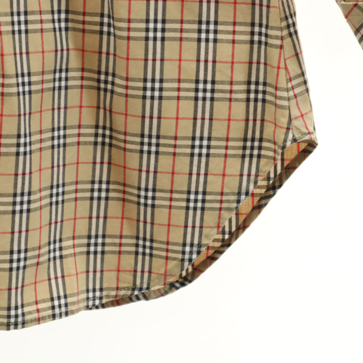 Burberrys OF LONDON BLUE LABEL バーバリーズ オブ ロンドン ブルーレーベル 90s オールド ノバチェック柄 7分袖 コットンシャツ 38 ベージュ 三陽商会 ダブルカフス レディース