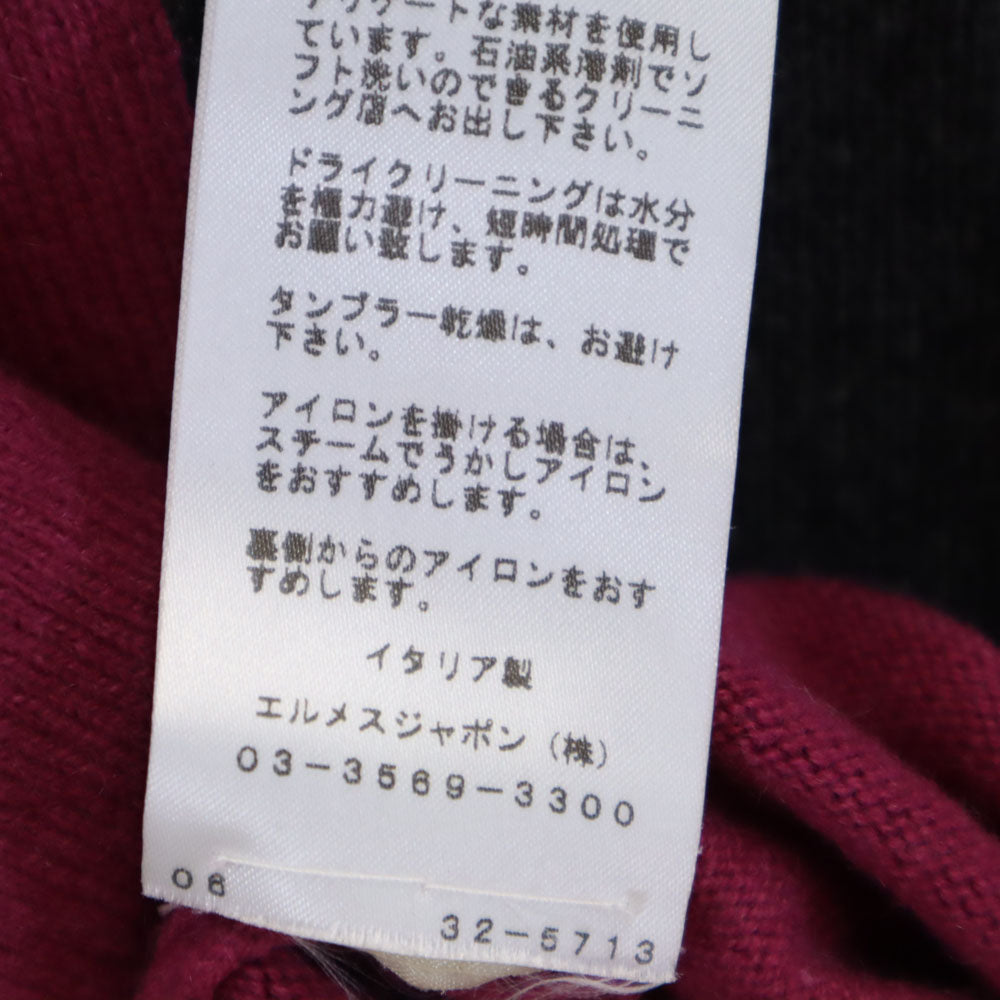 HERMES エルメス イタリア製 カシミヤブレンド 長袖 ツートンカラー タートルネック セーター S ピンク レディース