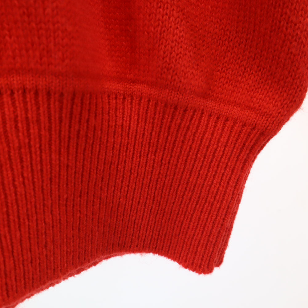 HERMES エルメス イタリア製 カシミヤブレンド 長袖 モックネック セーター 34 レッド レディース