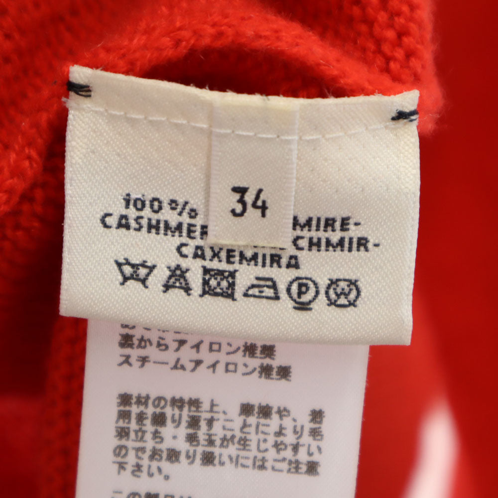 HERMES エルメス イタリア製 カシミヤブレンド 長袖 モックネック セーター 34 レッド レディース