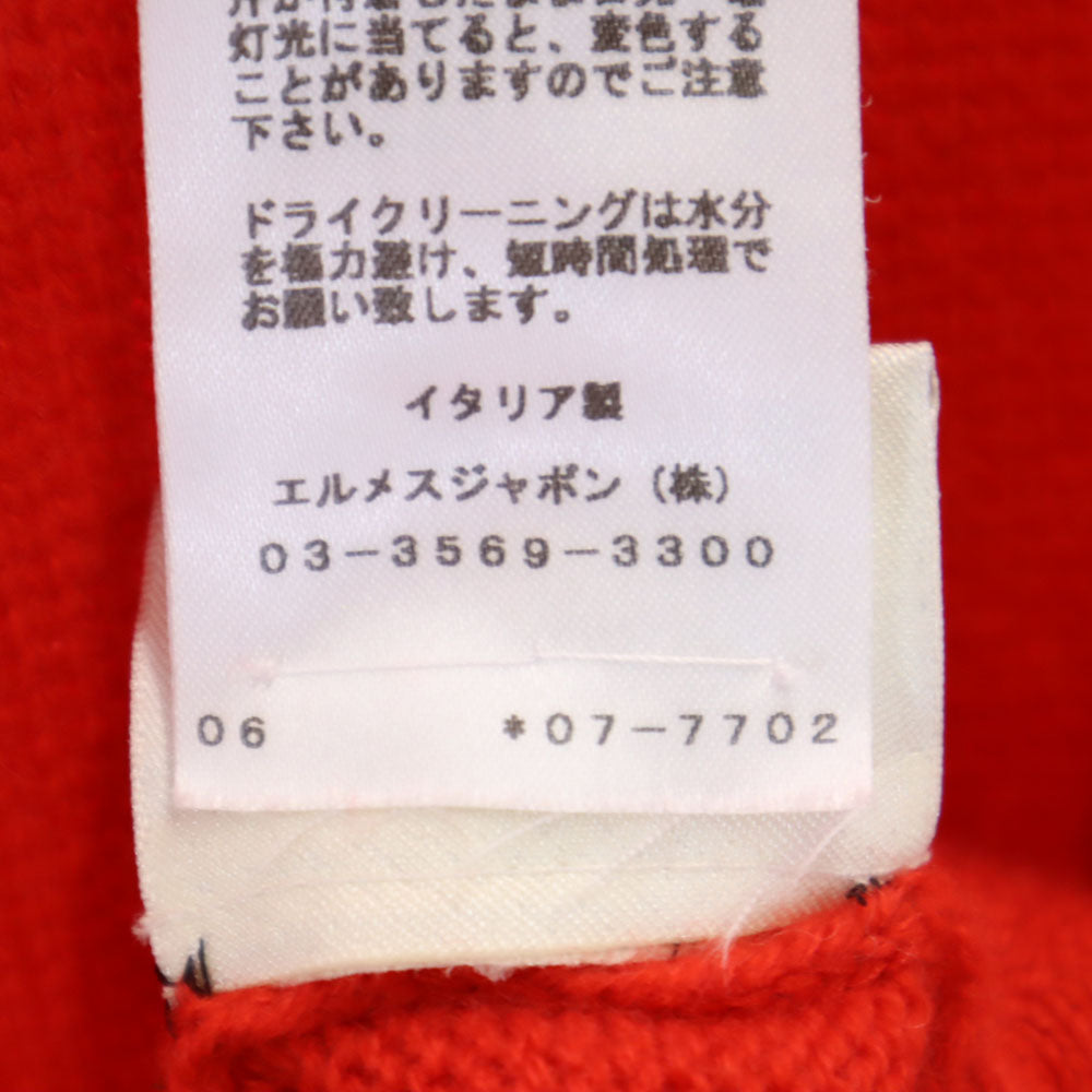 HERMES エルメス イタリア製 カシミヤブレンド 長袖 モックネック セーター 34 レッド レディース