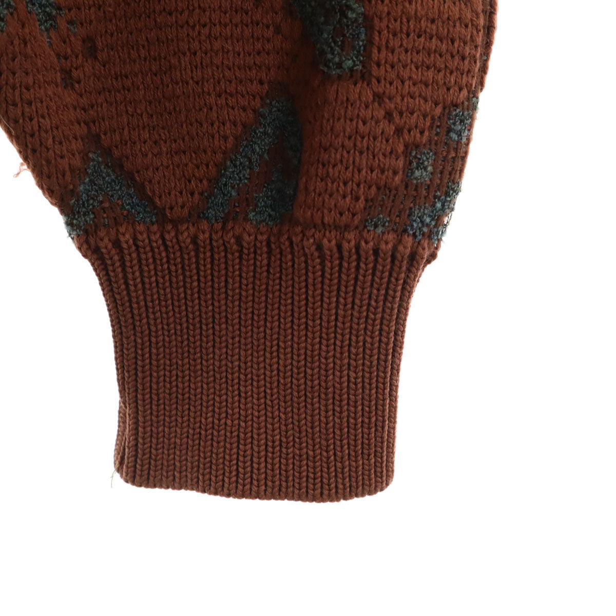 YVES SAINT LAURENT イヴサンローラン 90s オールド 総柄 長袖 セーター M ブラウン ニット メンズ