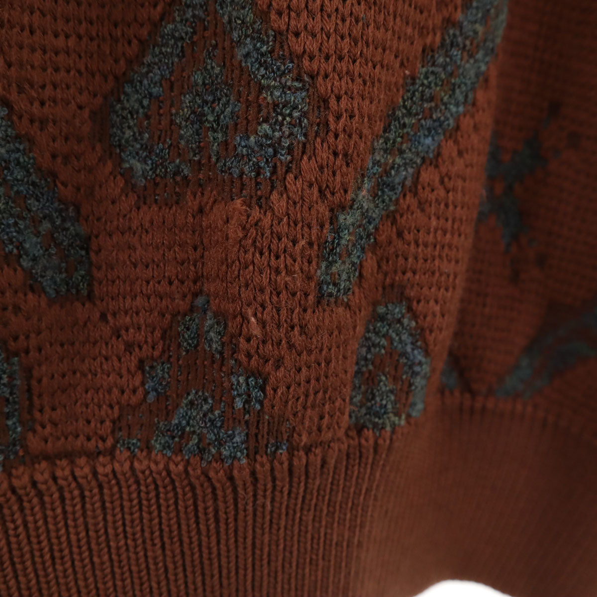 YVES SAINT LAURENT イヴサンローラン 90s オールド 総柄 長袖 セーター M ブラウン ニット メンズ