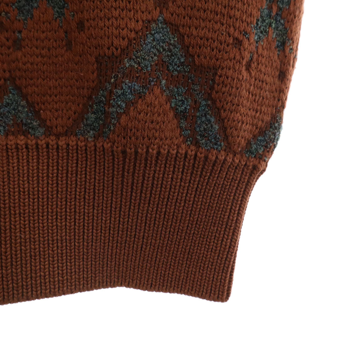 YVES SAINT LAURENT イヴサンローラン 90s オールド 総柄 長袖 セーター M ブラウン ニット メンズ