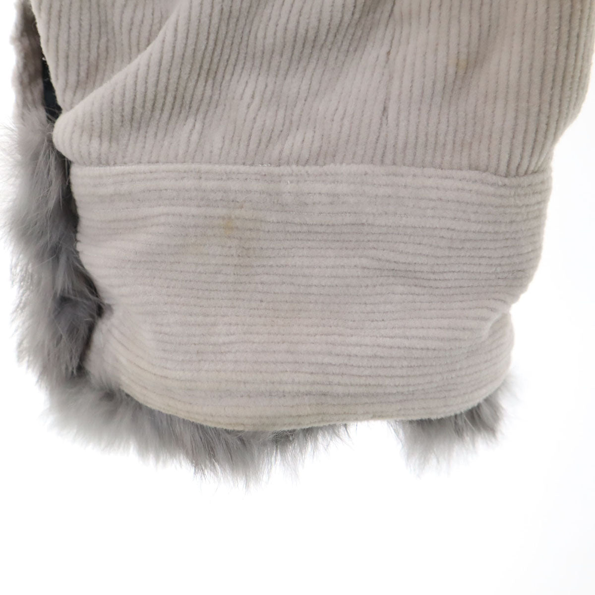 BURBERRY BLACK LABEL バーバリーブラックレーベル コーデュロイジャケット L グレー 三陽商会 ラビットファー付き メンズ