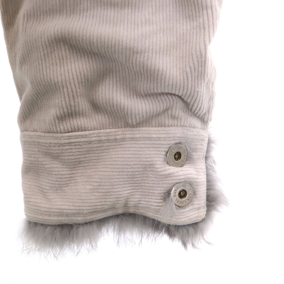 BURBERRY BLACK LABEL バーバリーブラックレーベル コーデュロイジャケット L グレー 三陽商会 ラビットファー付き メンズ