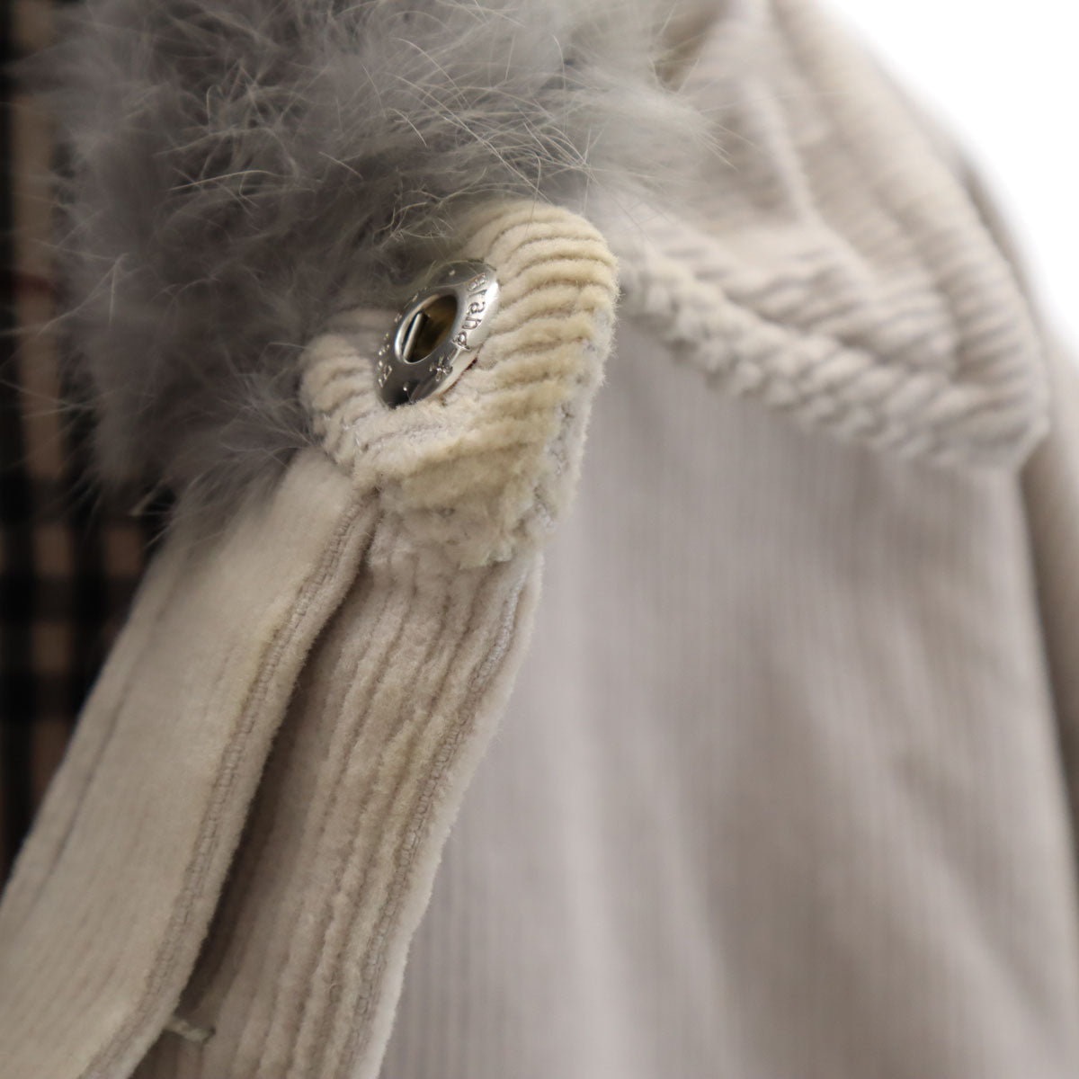 BURBERRY BLACK LABEL バーバリーブラックレーベル コーデュロイジャケット L グレー 三陽商会 ラビットファー付き メンズ