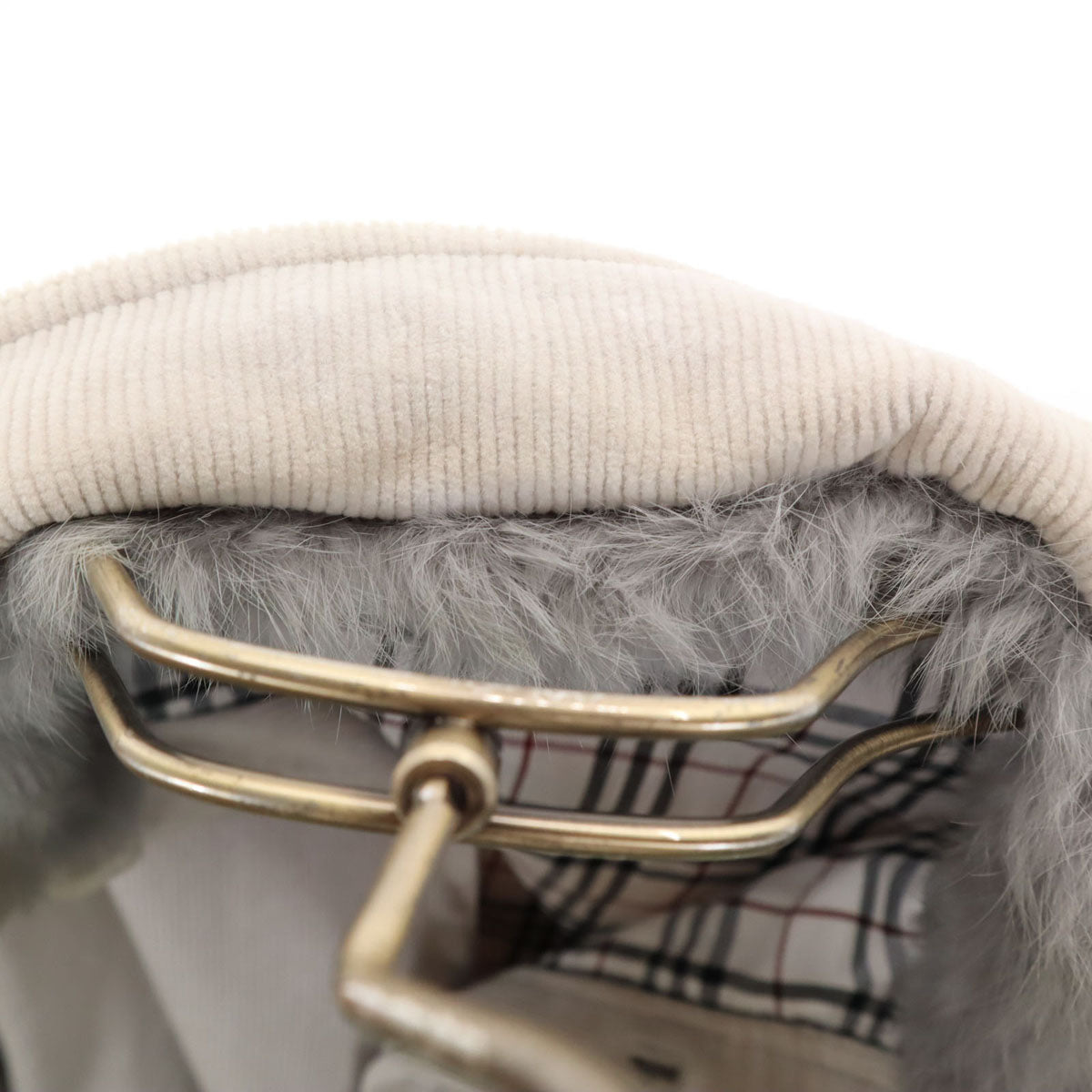 BURBERRY BLACK LABEL バーバリーブラックレーベル コーデュロイジャケット L グレー 三陽商会 ラビットファー付き メンズ