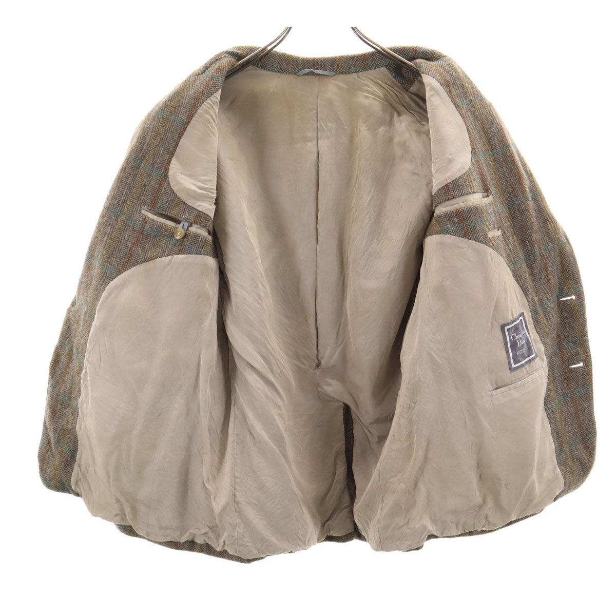 Christian Dior MONSIEUR クリスチャンディオール ムッシュ 90s オールド ヘリンボーン 長袖 ツイード テーラードジャケット 100-94-170 ブラウン系 メンズ