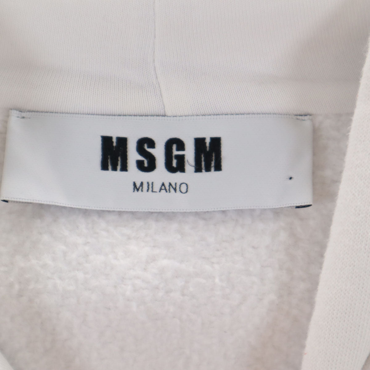 MSGM エムエスジーエム イタリア製 長袖 スウェットパーカー XS ホワイト 裏起毛 メンズ