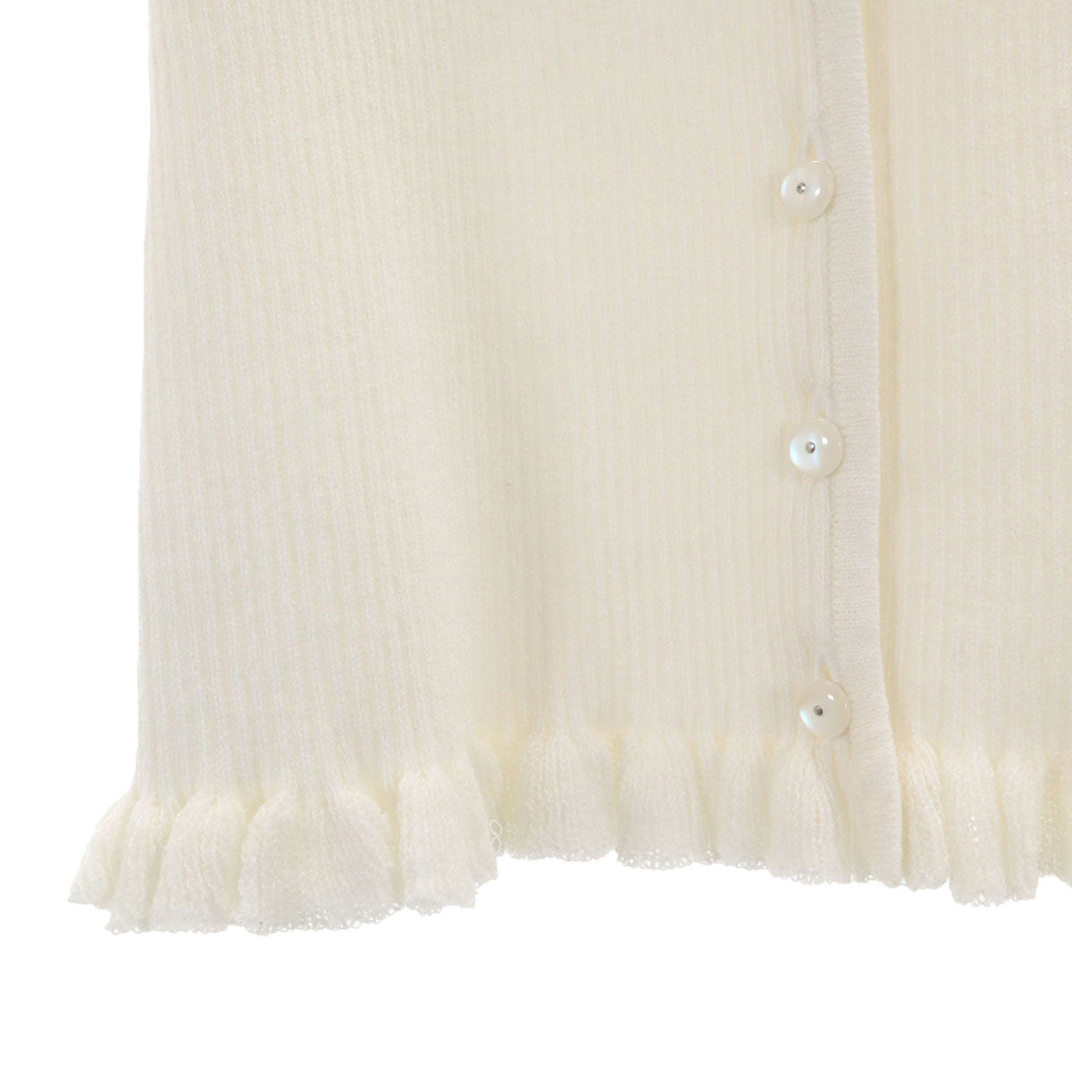 Rene INTERNATIONAL ルネインターナショナル 日本製 7分袖 リブ ニットカーディガン 36 ホワイト レディース