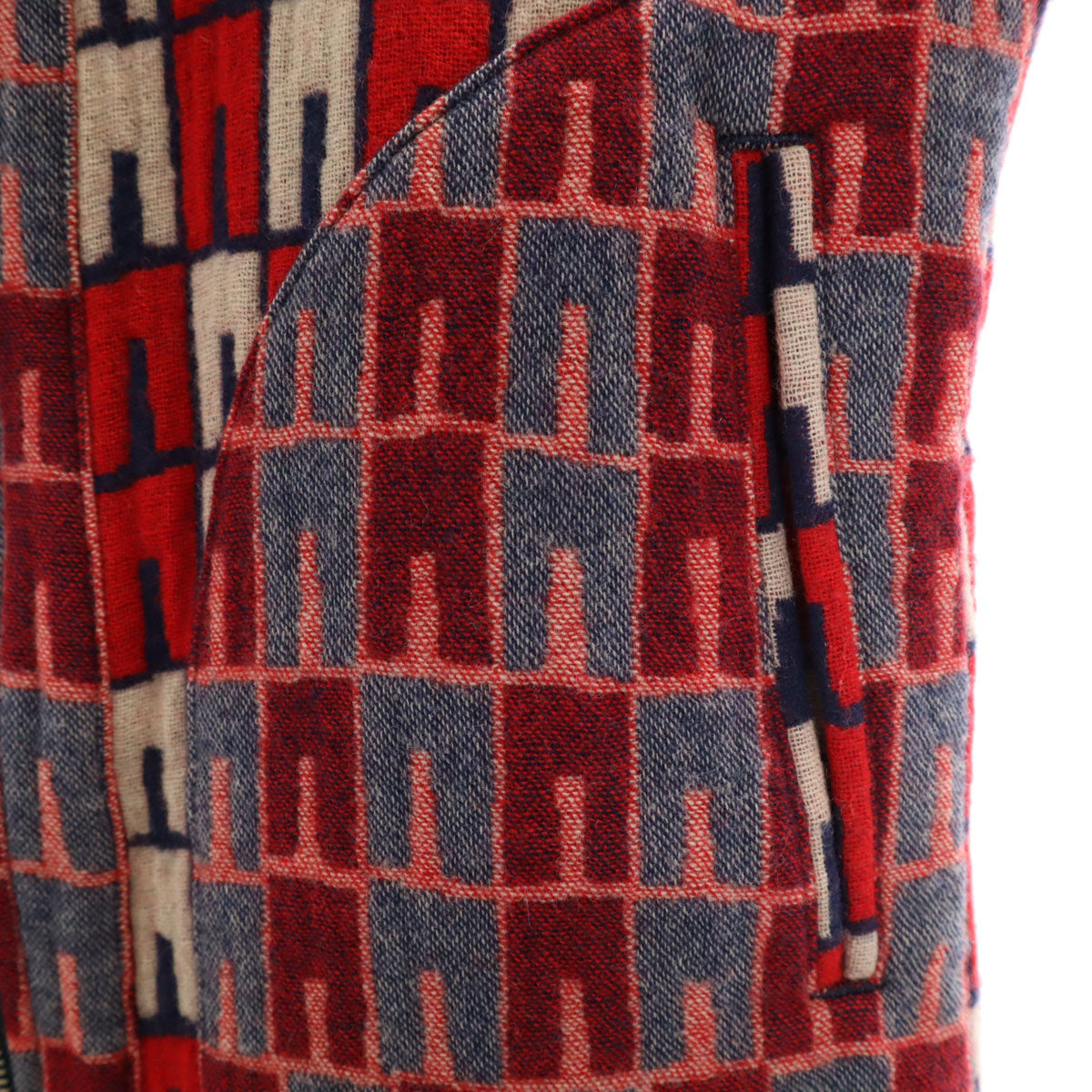 Y's ワイズ 日本製 総柄 ニットジャケット レッド レディース