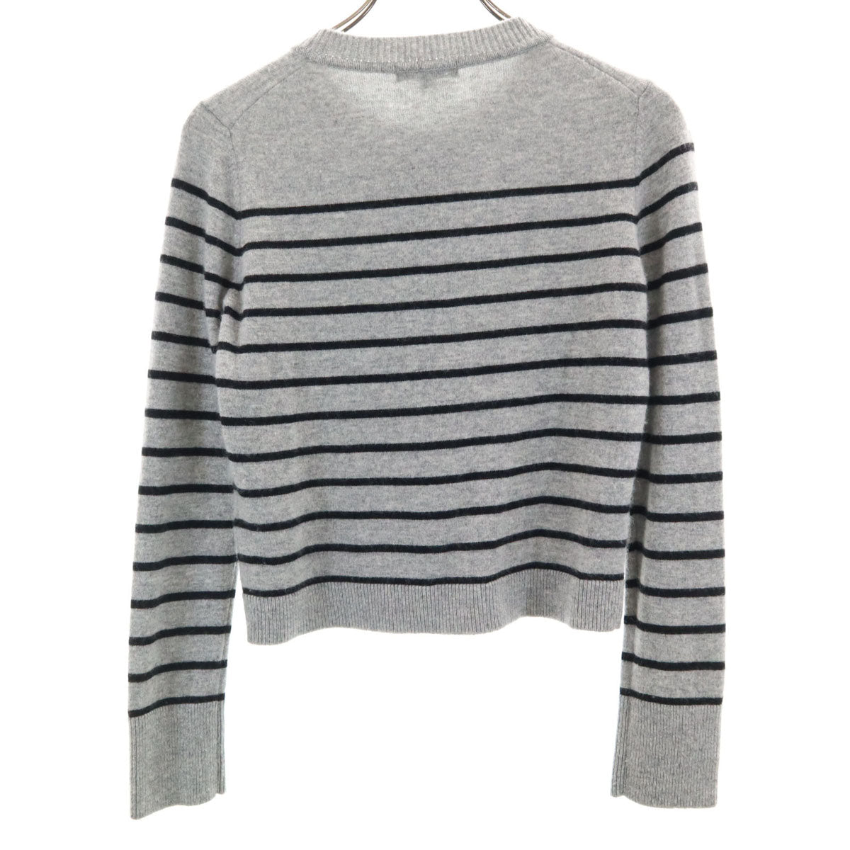 BURBERRY LONDON バーバリーロンドン カシミヤブレンド ボーダー柄 ニットカーディガン 1 グレー 三陽商会 レディース