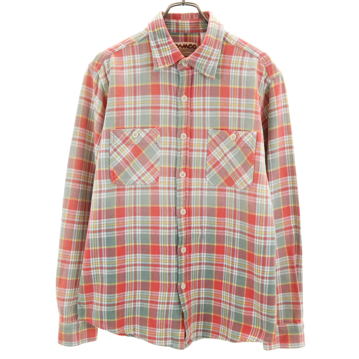 CAMCO カムコ 70s 80s ヴィンテージ チェック柄 長袖 シャツ L オレンジ系 メンズ