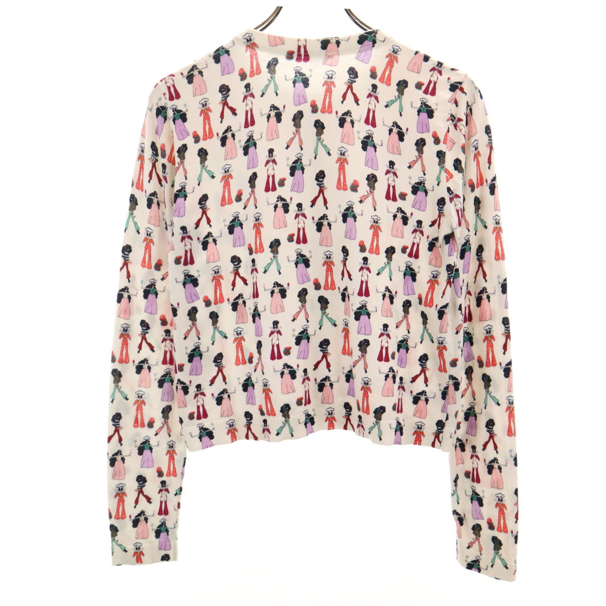 alice + olivia アリスアンドオリヴィア 総柄 長袖 ニットカーディガン M オフホワイト レディース