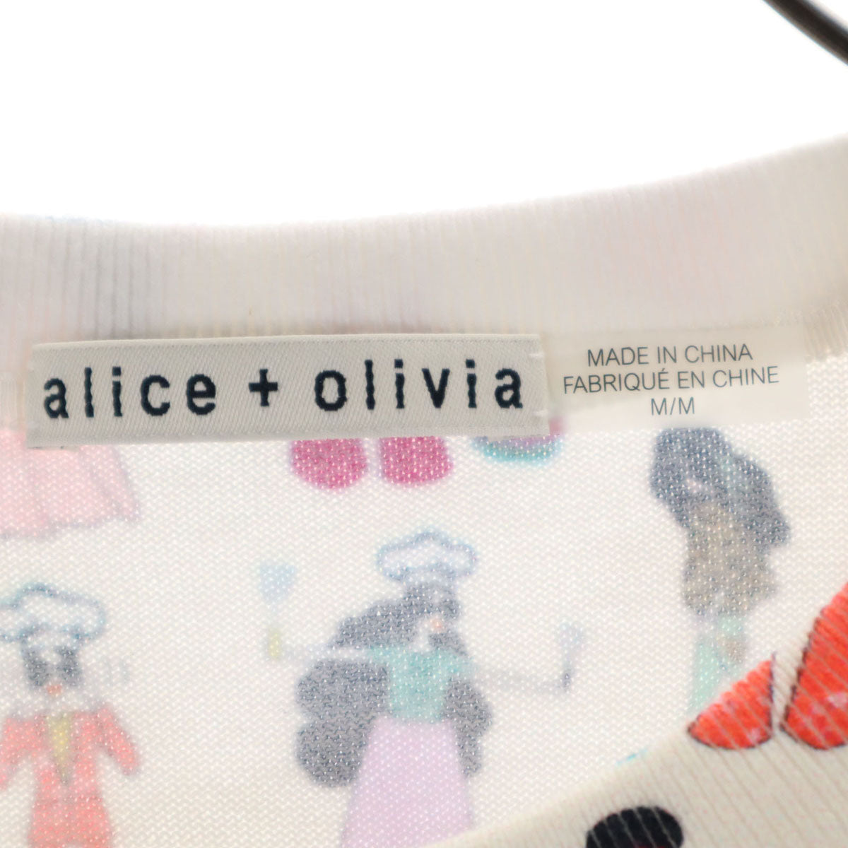 alice + olivia アリスアンドオリヴィア 総柄 長袖 ニットカーディガン M オフホワイト レディース