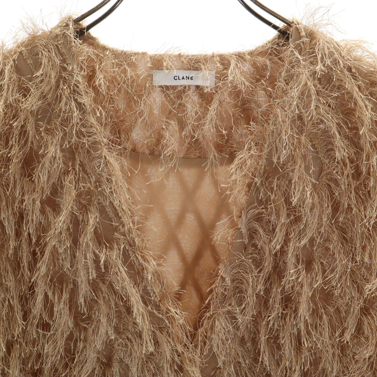 CLANE クラネ 長袖 クロスフリンジ ボレロ 2 ベージュ レディース