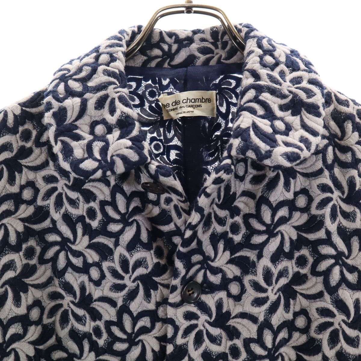 robe de chambre COMME des GARCONS ローブドシャンブルコムデギャルソン 1999年 90s 日本製 オールド 花柄総刺繍 ジャケット ネイビー系 レディース