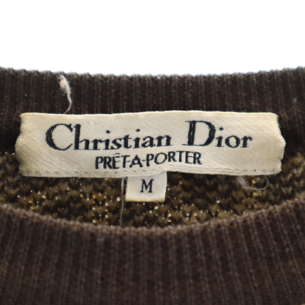 Christian Dior PRET-A-PORTER クリスチャンディオール プレタポルテ 90s オールド 総柄 長袖 セーター M ブラウン レディース